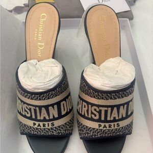 Christian Dior Dway Mule Sandals Deep Blue Size 36.5 NIB